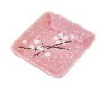 Creative Plum Pattern Ceramic Saucer Snack Soy Dish Plate Square Plate Coral Red