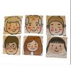 Set of 6 10*10cm Handmade Family Cartoon Lovely Signature Cotton Coaster Cup Mat