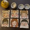 Set of 6 10*10cm Handmade Family Cartoon Lovely Signature Cotton Coaster Cup Mat