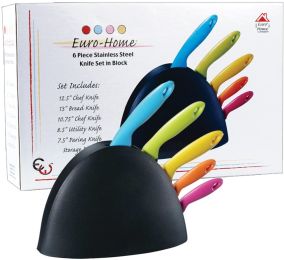 6 Piece Stainless Steel Knife Set In Block Case Pack 8